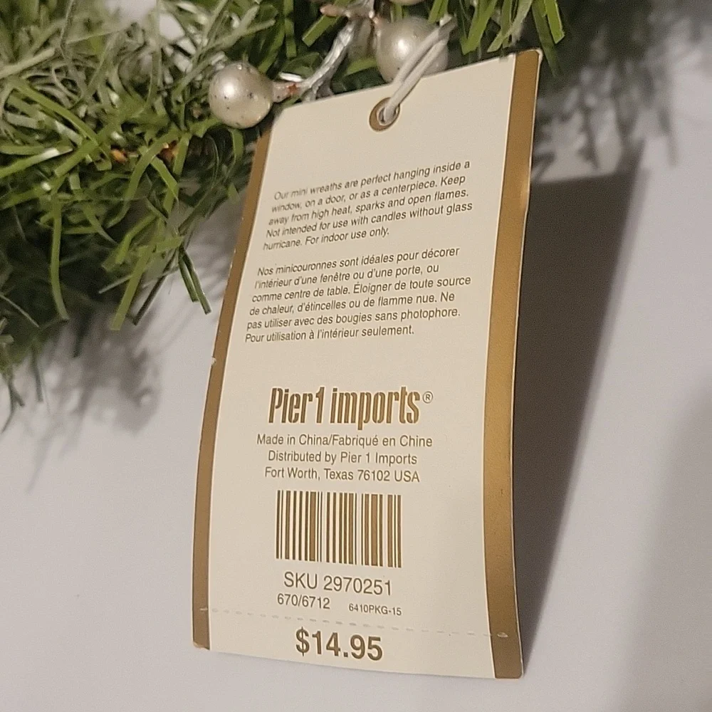 Pier 1 Green Mini Wreath with Pinecones Set Of Two